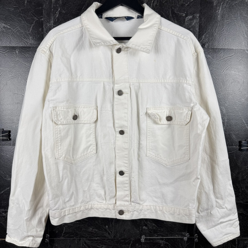 Polo Ralph Lauren Women's White Vtg Trucker Denim Jacket Large